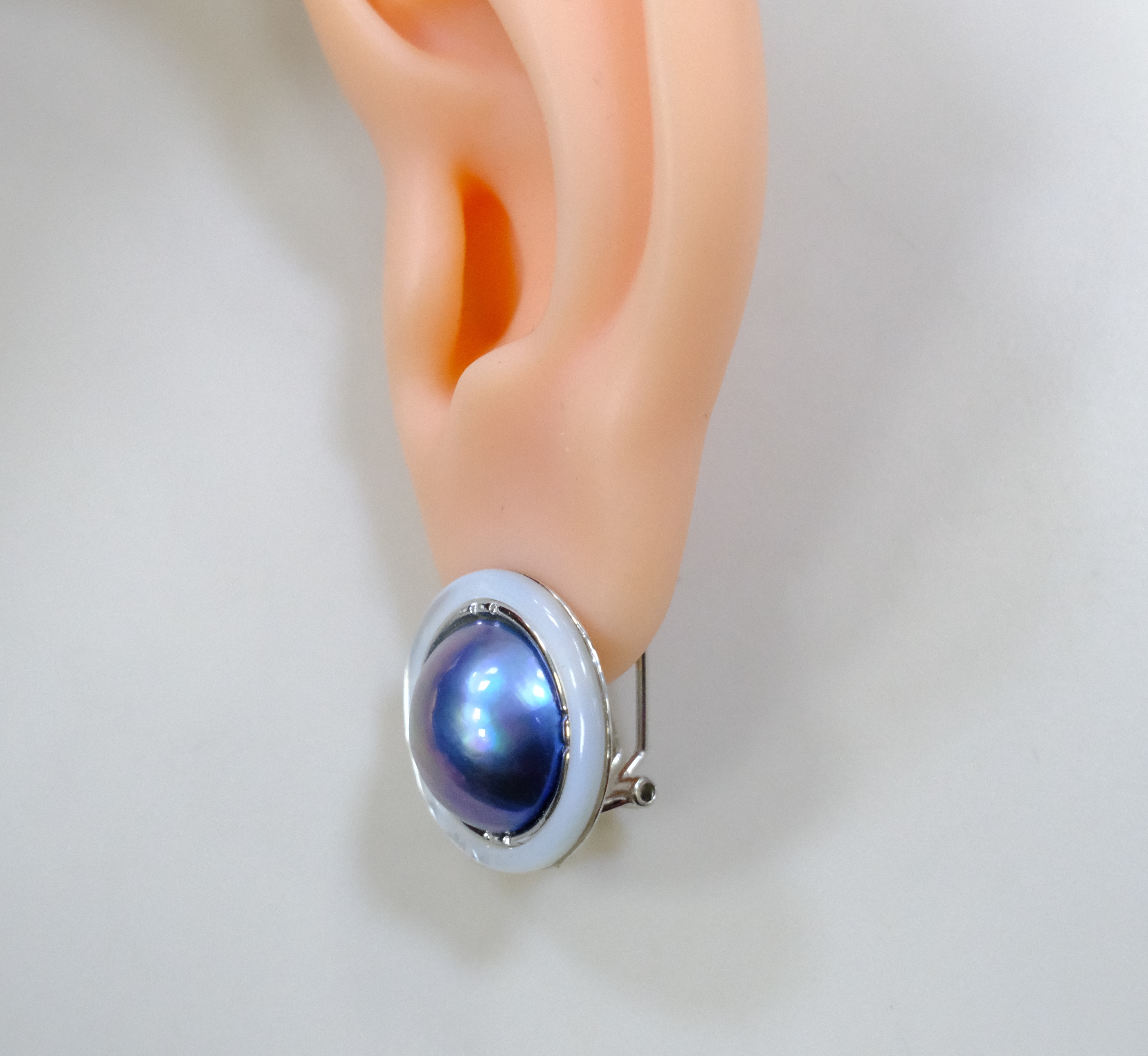 Серебряные серьги с жемчугом Мабе